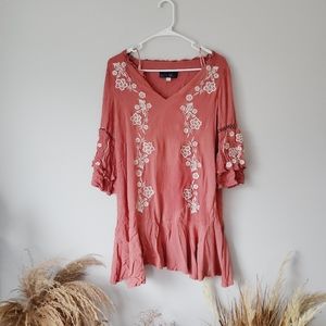 Blue Rain Embroidered Floral Dress